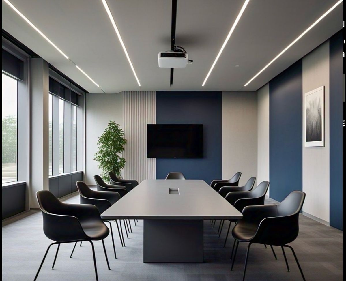 Acoustic Conference Suite with Concealed Ring LED Chandelier #19